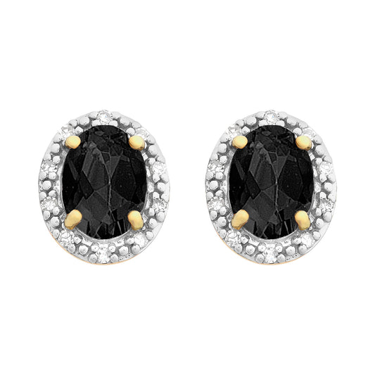 9ct Gold Natural Sapphire & Diamond Earrings