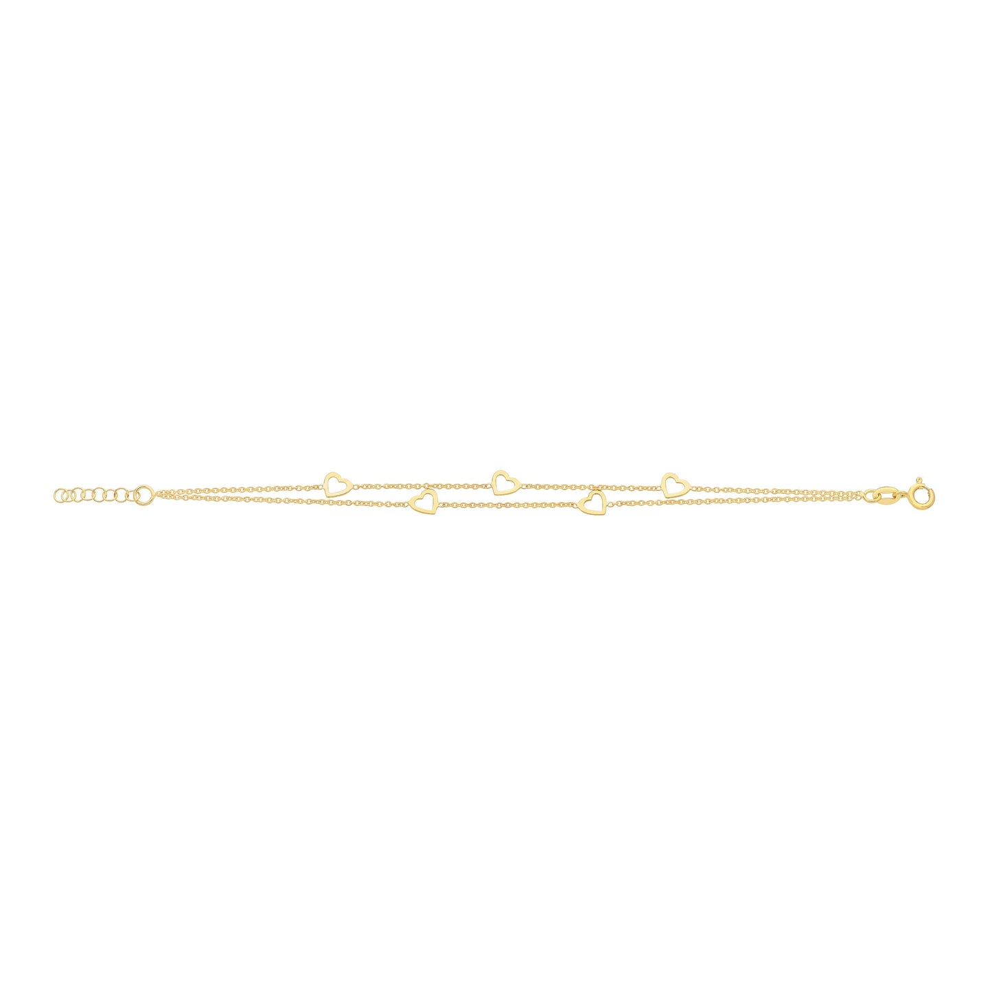 Gold-Plated Sterling Silver Double Row Heart Bracelet