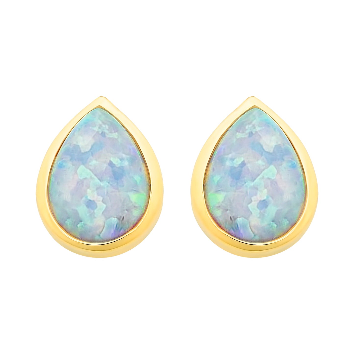 9ct Gold Lab Grown Opal Stud Earrings