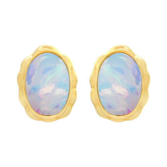 9ct Gold Lab Grown Opal Stud Earrings