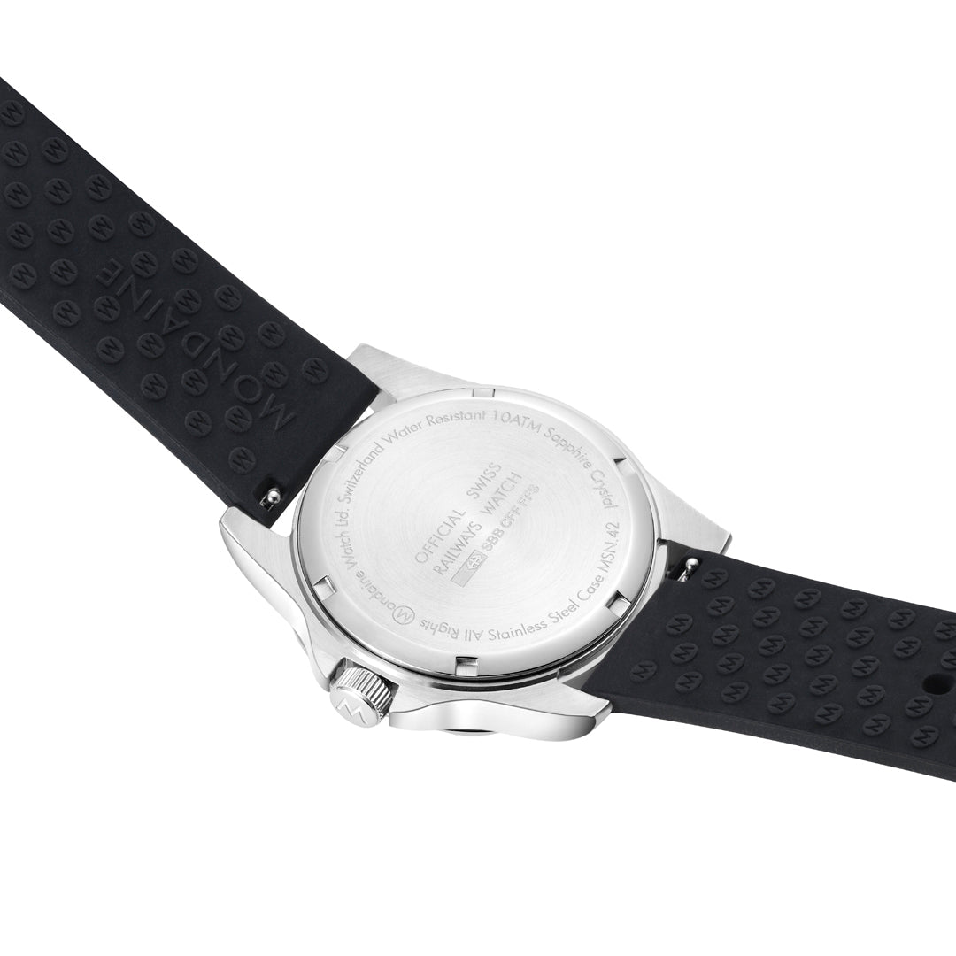 Mondaine Numeri Black Silicon 42mm Watch - MSN.42120.RB