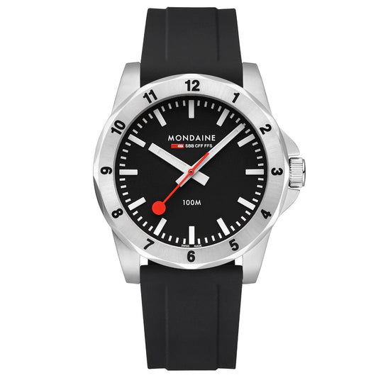 Mondaine Numeri Black Silicon 42mm Watch - MSN.42120.RB