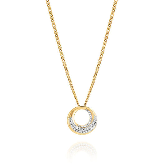9ct gold 0.10ct diamond tapered circle slider pendant
