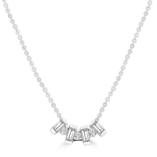 0.10ct HI I1 Diamond Necklace 40-45cm in 9ct White Gold