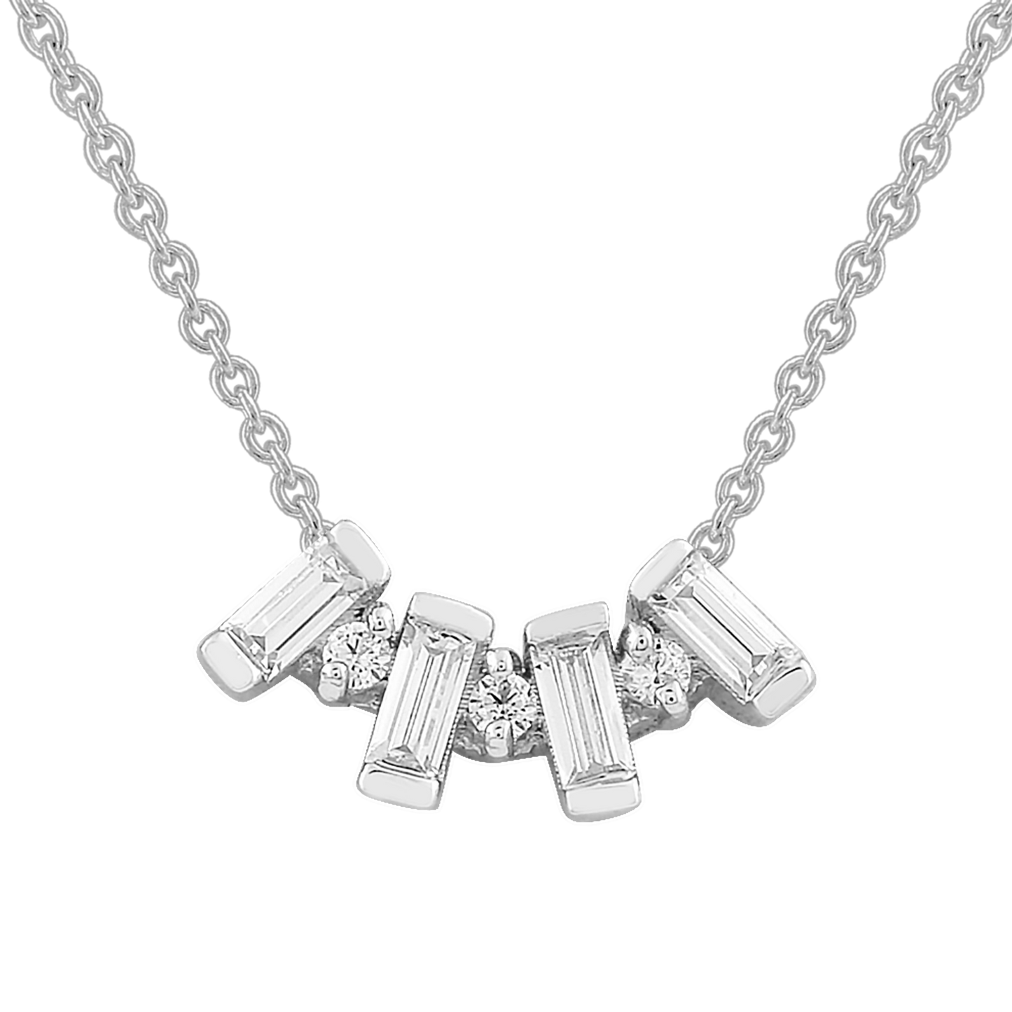 0.10ct HI I1 Diamond Necklace 40-45cm in 9ct White Gold