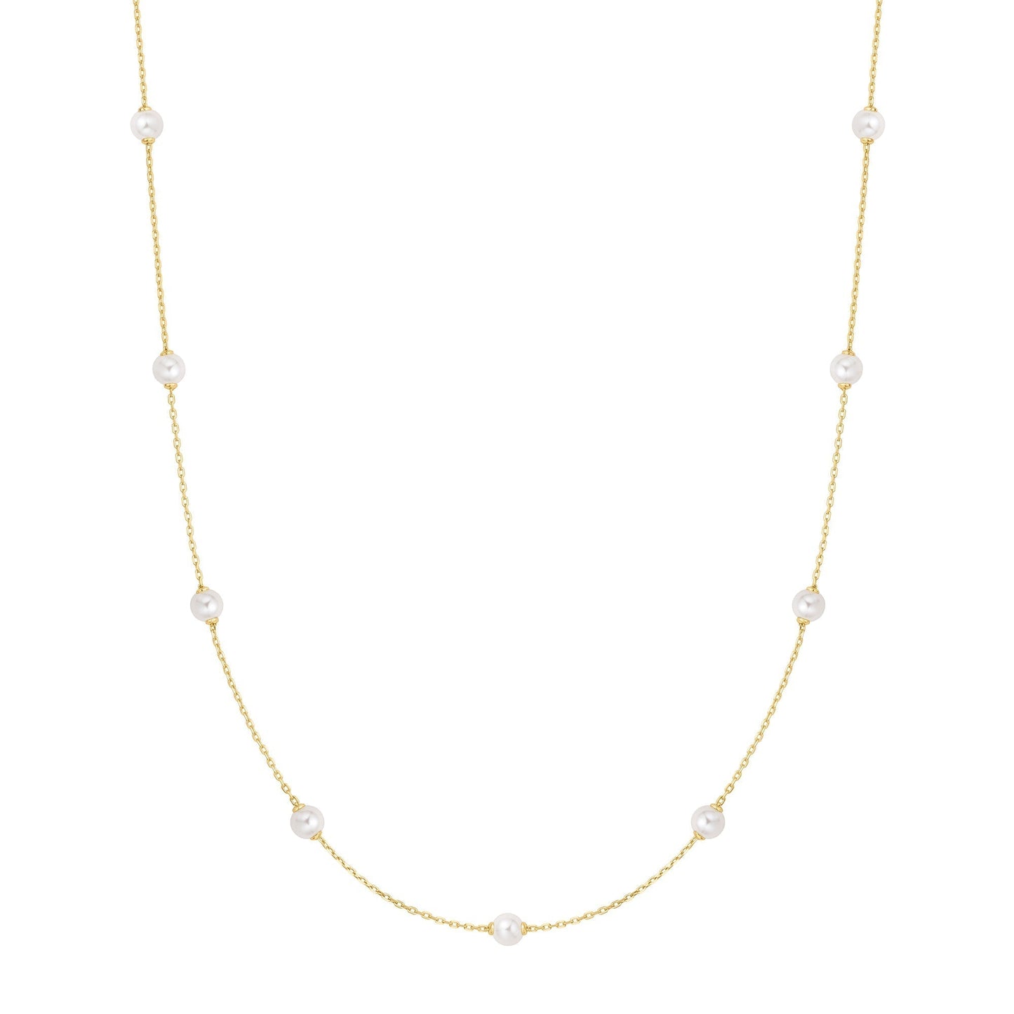 Ania Haie Gold Shell Pearl Station Chain Necklace