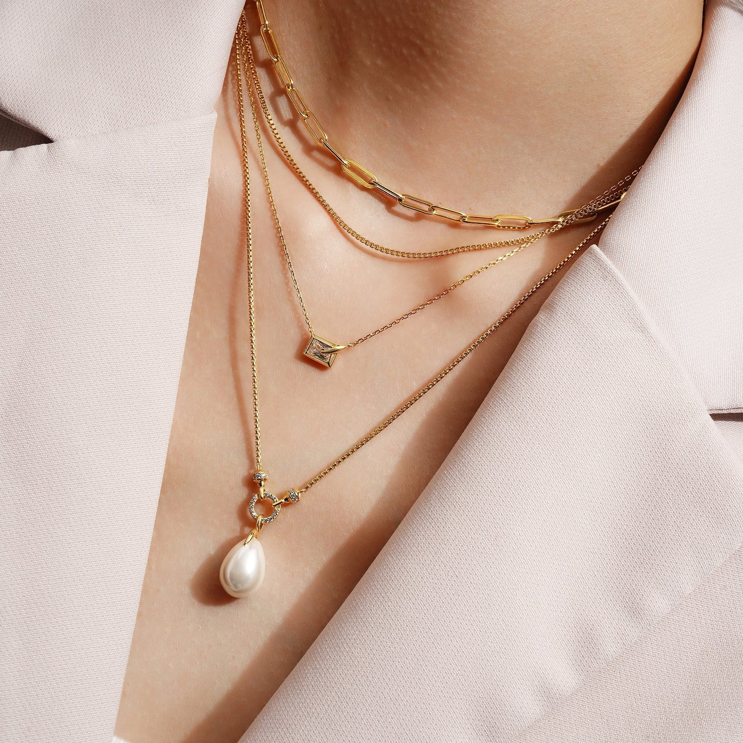 Ania Haie Gold Sparkling Bezel-Set Cube Necklace