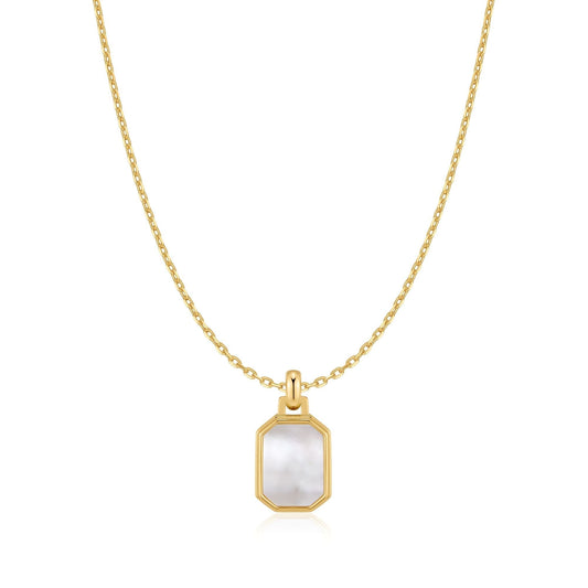 Ania Haie Gold Square Mother-of-Pearl Necklace