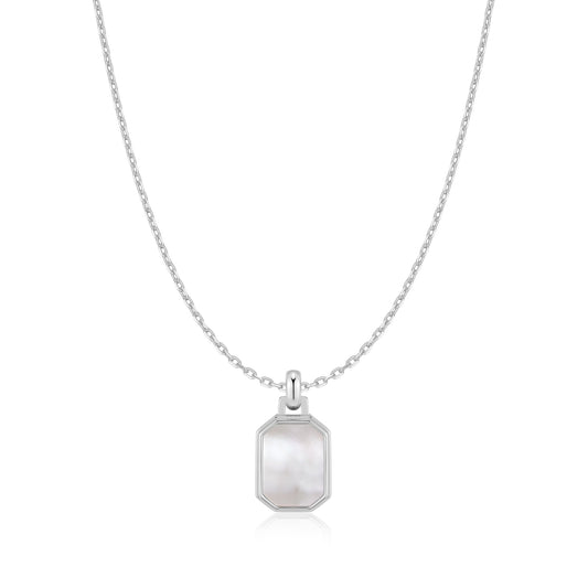 Ania Haie Silver Square Mother-of-Pearl Necklace