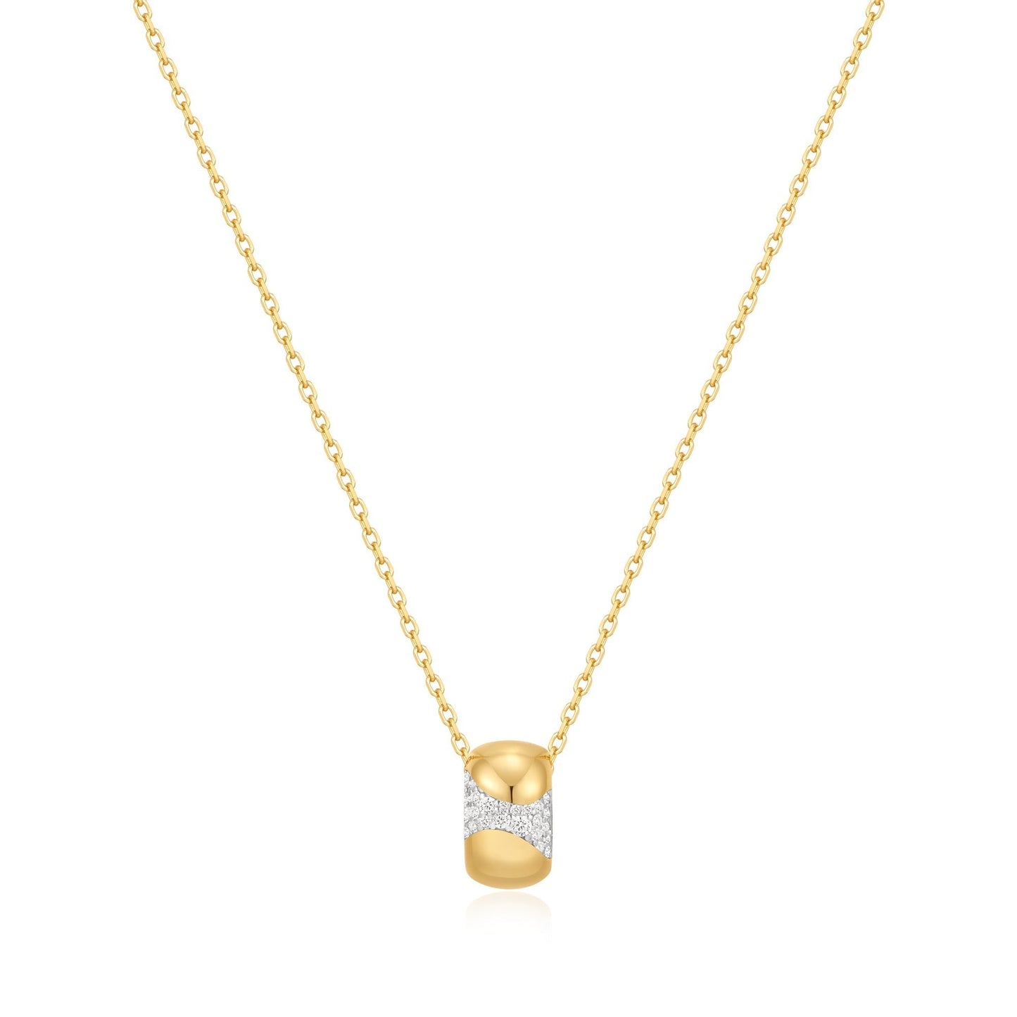 Ania Haie Gold Puffed Rivulet Pave Necklace