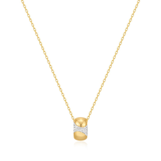 Ania Haie Gold Puffed Rivulet Pave Necklace