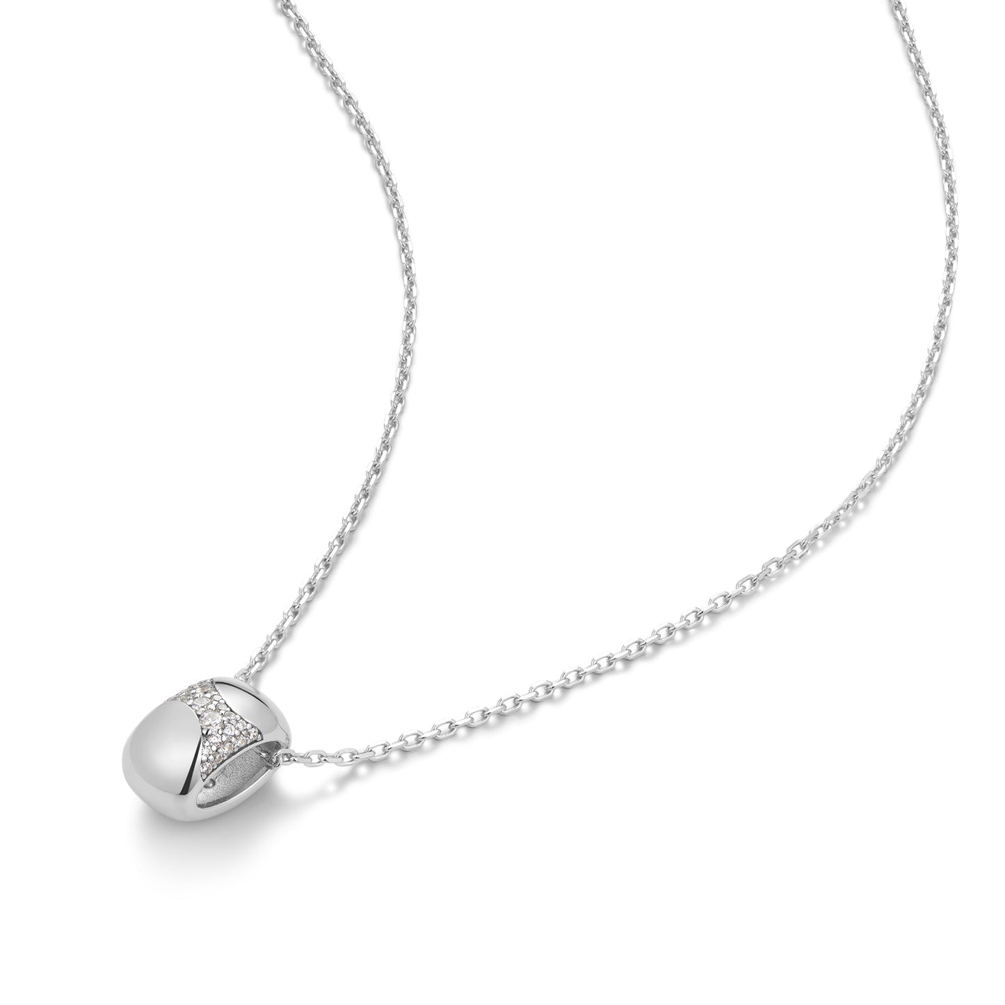 Ania Haie Silver Puffed Rivulet Pave Necklace