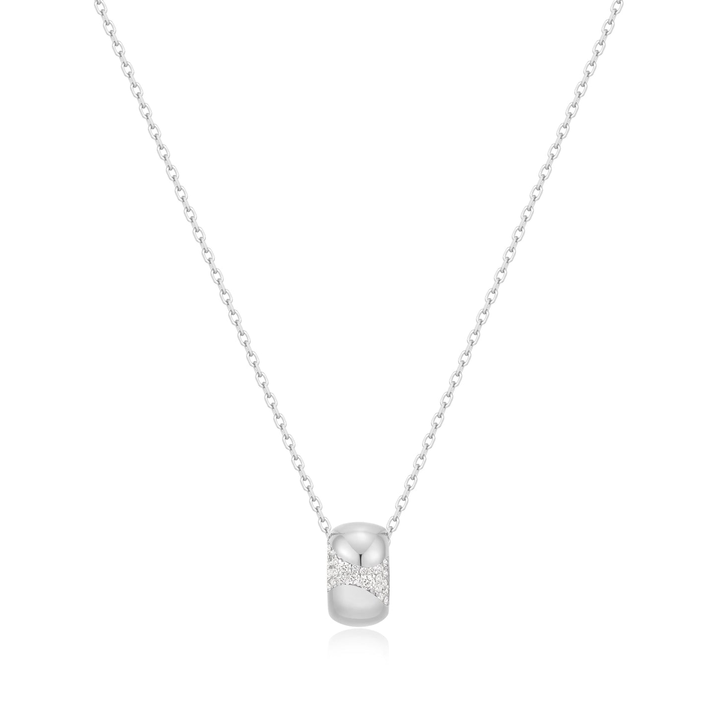 Ania Haie Silver Puffed Rivulet Pave Necklace