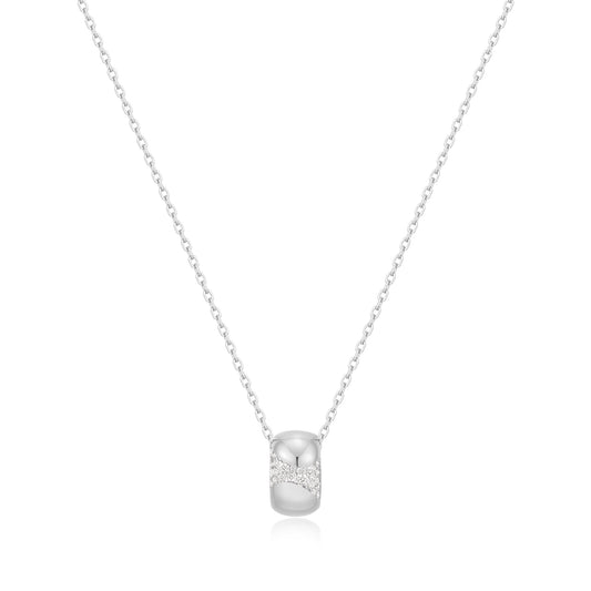 Ania Haie Silver Puffed Rivulet Pave Necklace