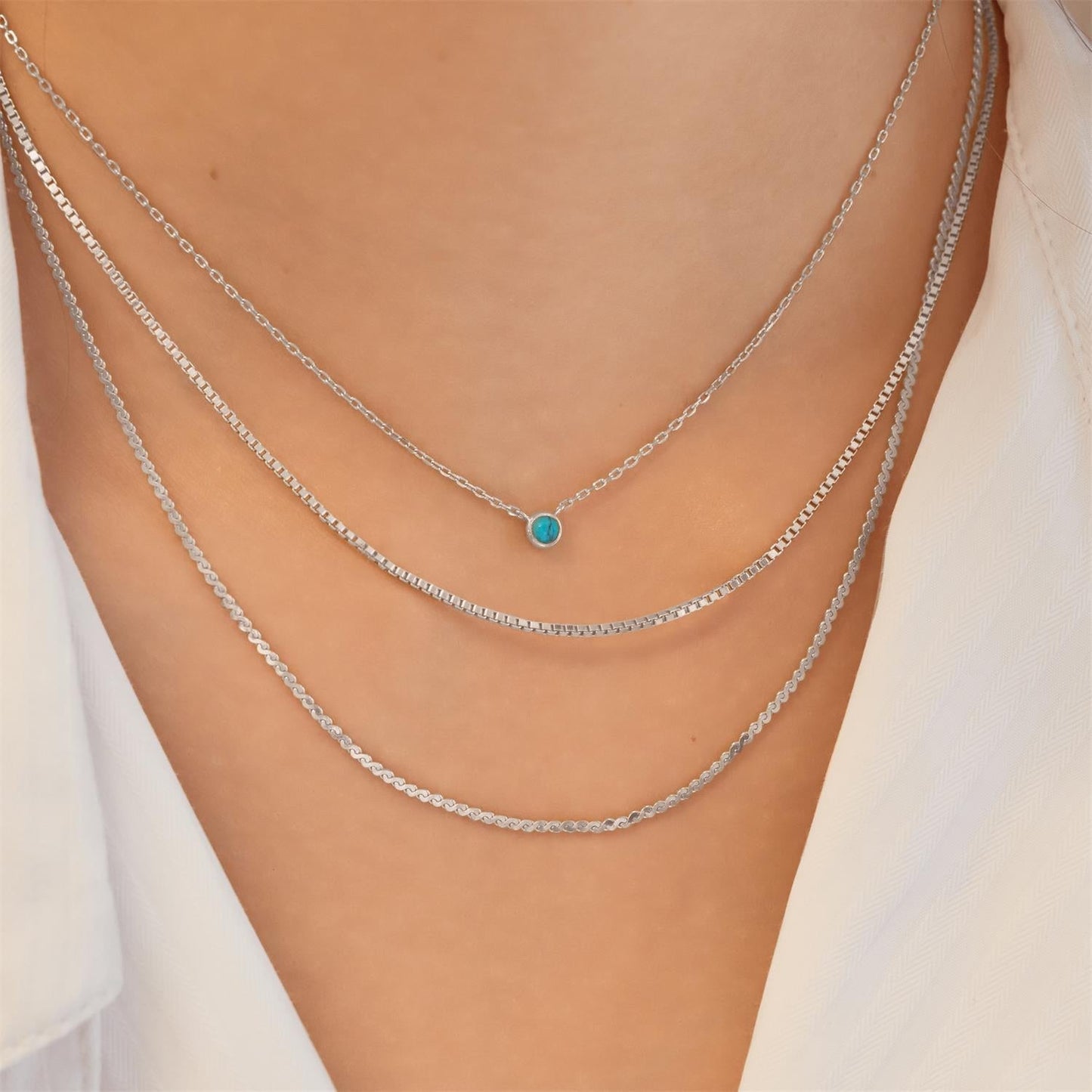 Ania Haie Silver Bezel-Set Lab-Created Turquoise Solitaire Necklace
