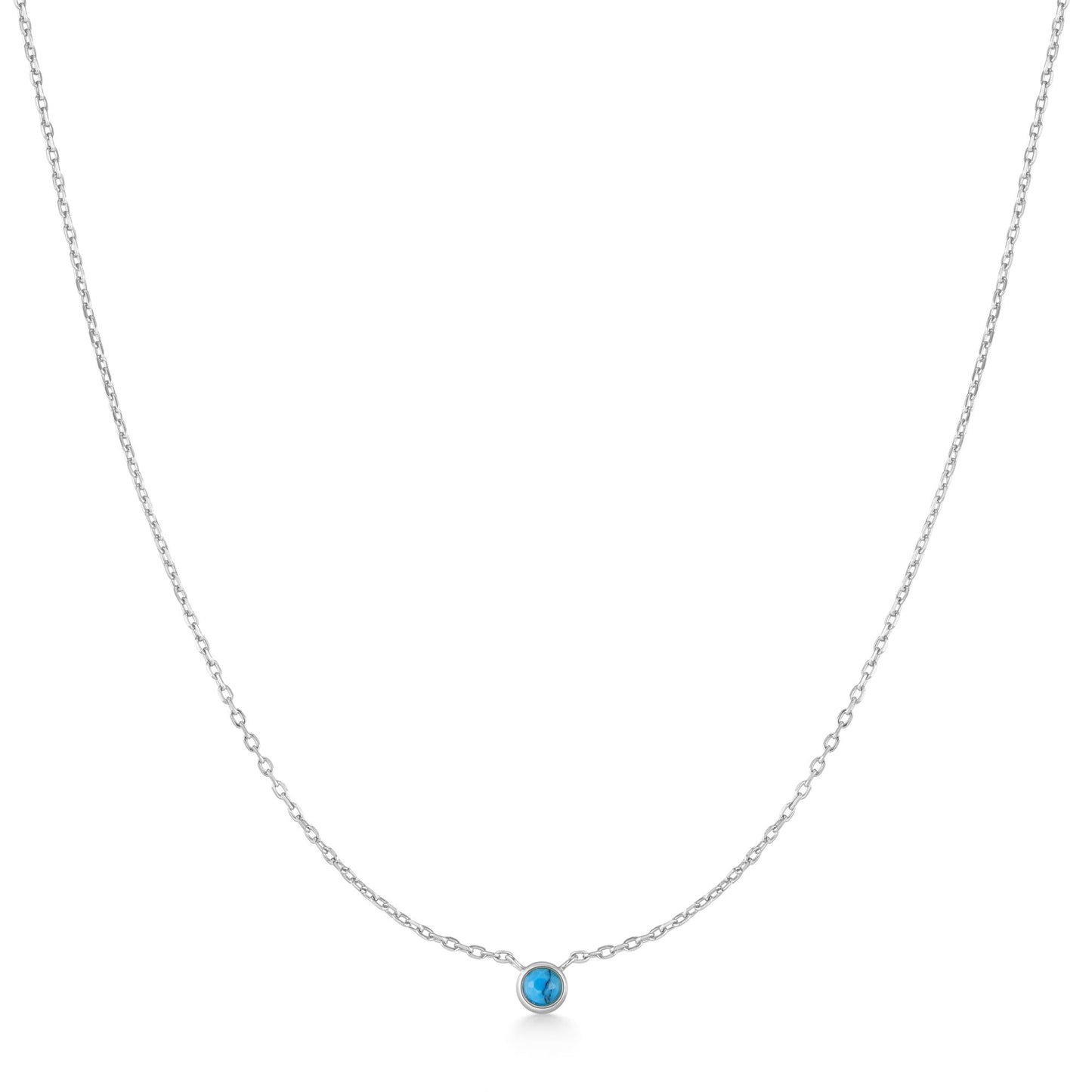 Ania Haie Silver Bezel-Set Lab-Created Turquoise Solitaire Necklace