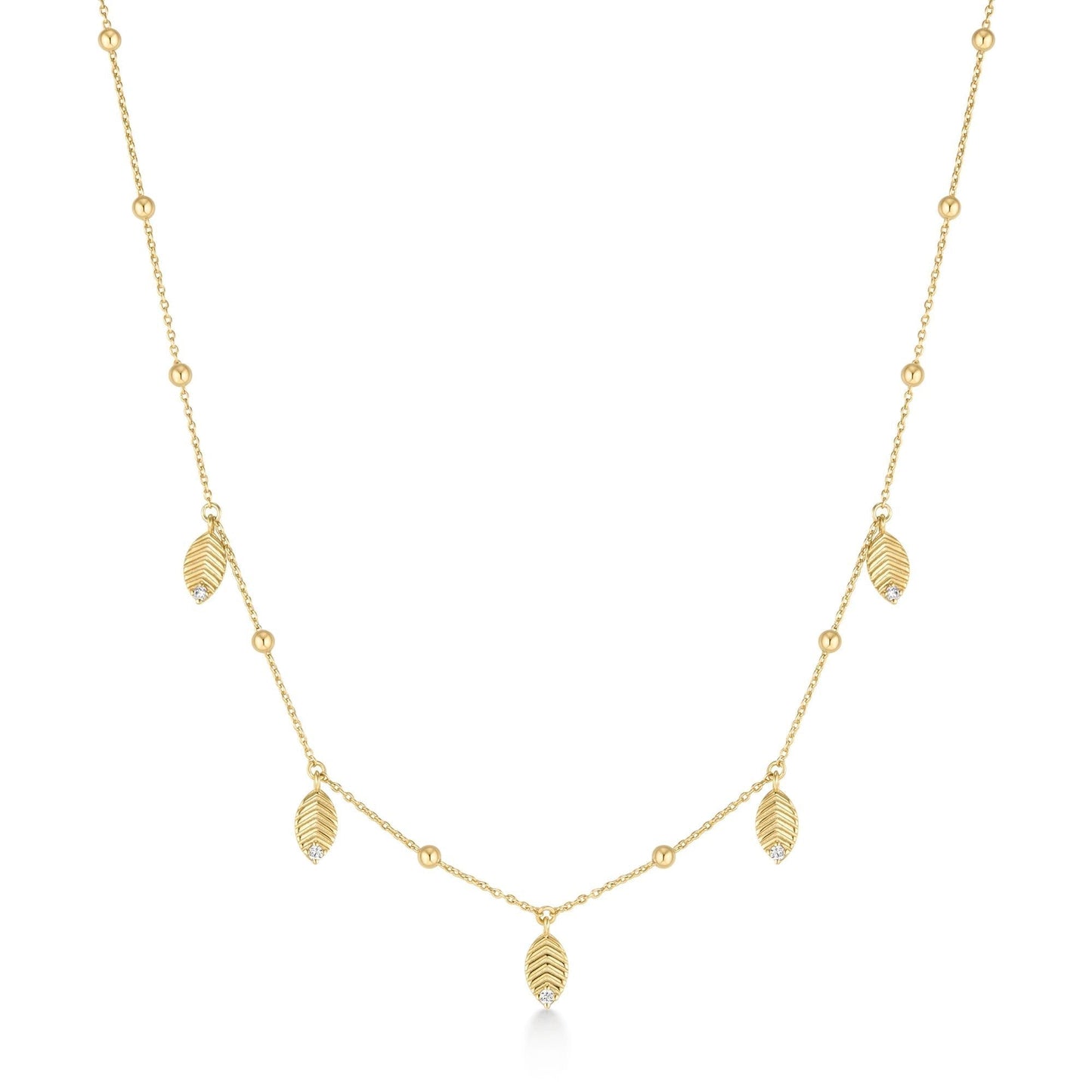Ania Haie Gold Leaf Station Necklace