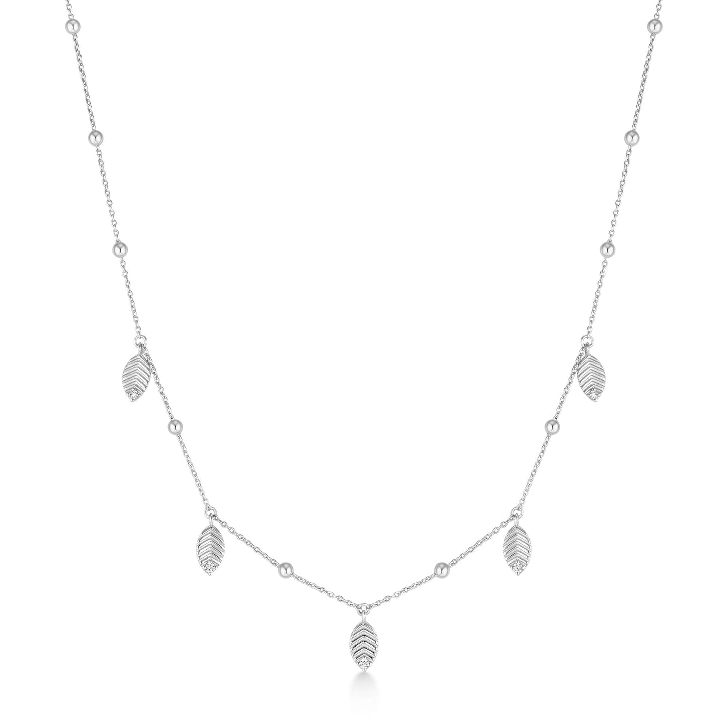 Ania Haie Silver Leaf Station Necklace
