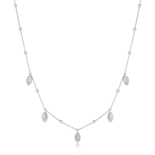Ania Haie Silver Leaf Station Necklace