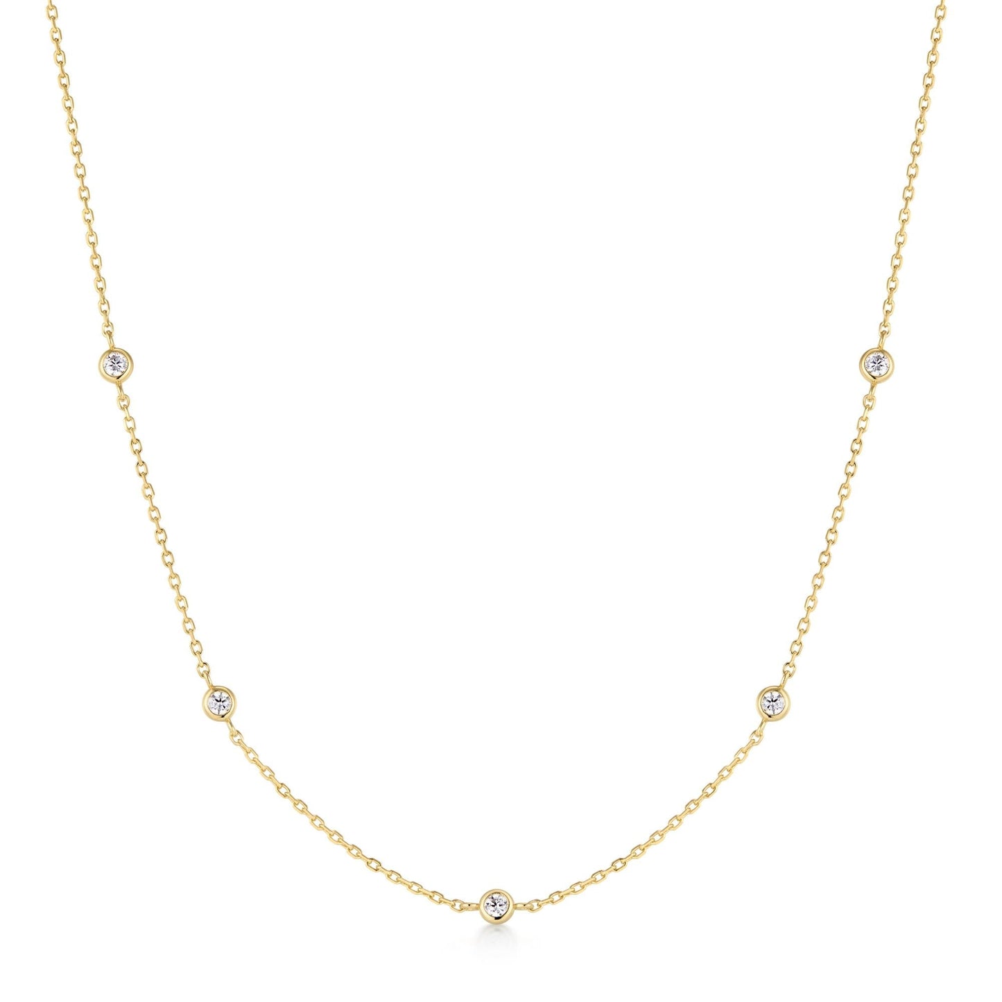 Ania Haie Gold Classic Bezel-Set Station Necklace
