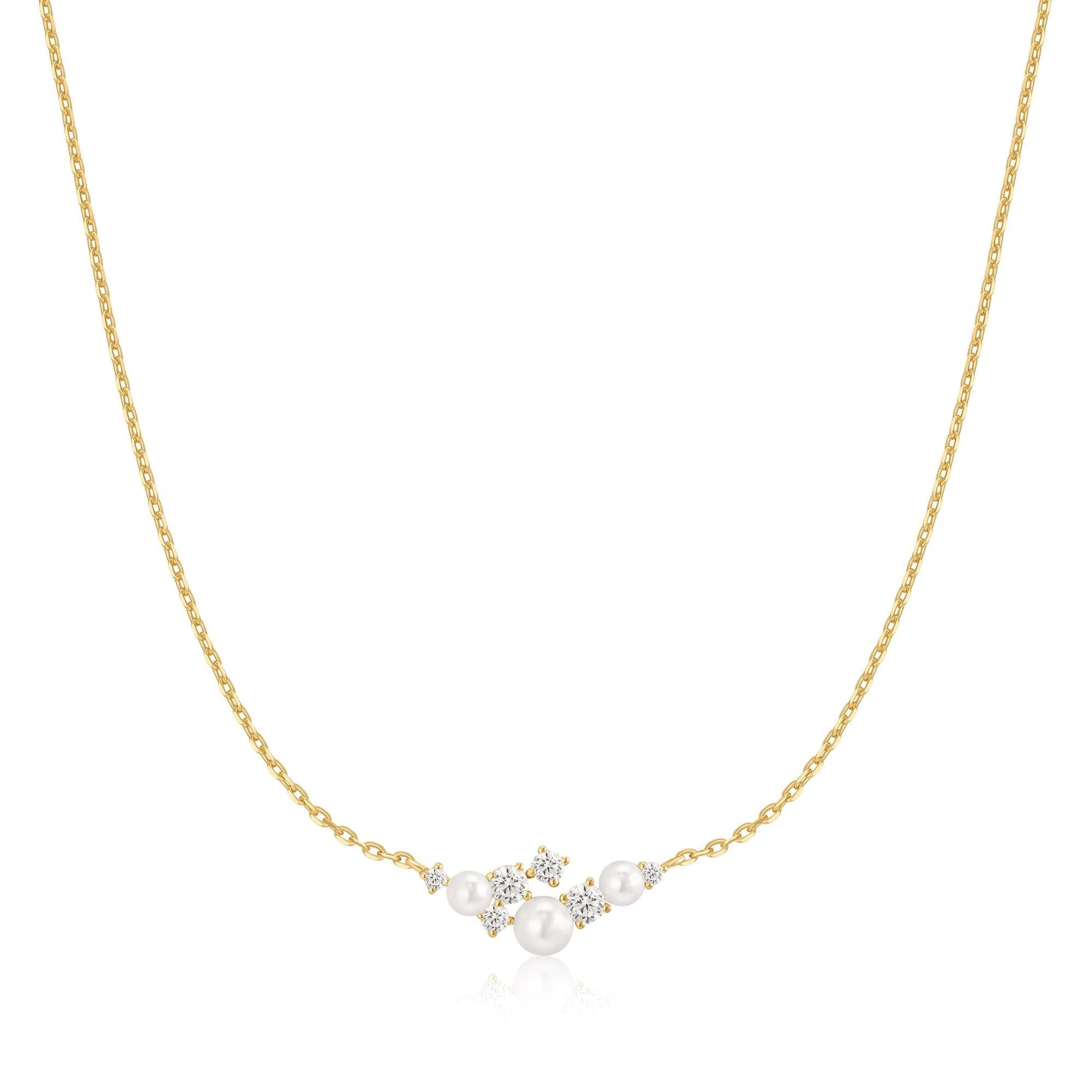 Ania Haie Silver Shell Pearl Cluster Necklace