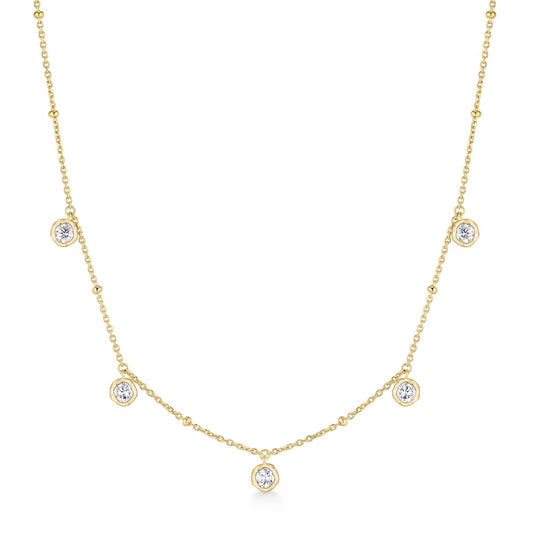 Ania Haie Gold Molten Bezel-Set Droplet Station Necklace