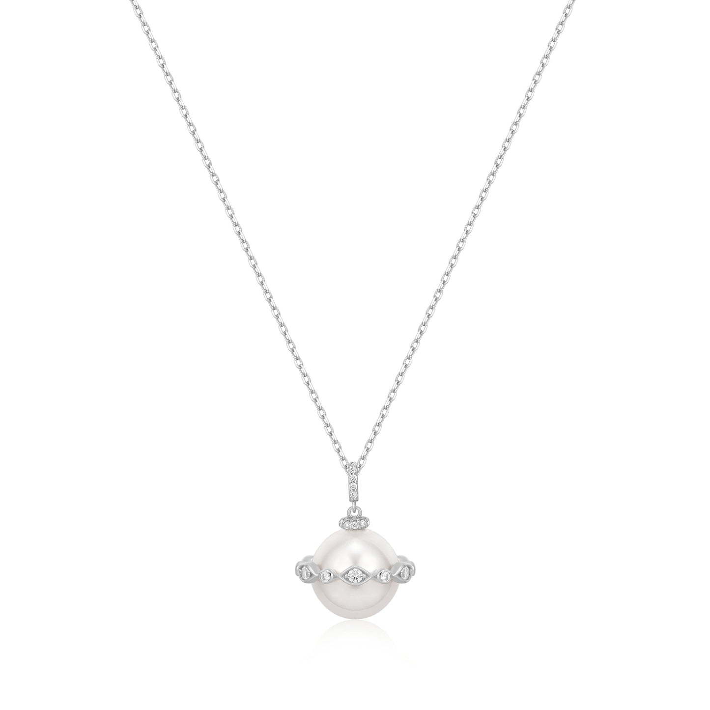 Ania Haie Silver Shell Pearl Halo Evil-Eye Necklace