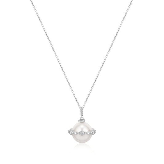 Ania Haie Silver Shell Pearl Halo Evil-Eye Necklace