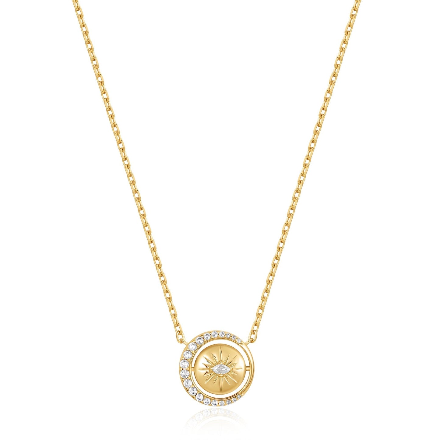 Ania Haie Gold Reversible Pave Moon Evil-Eye Necklace