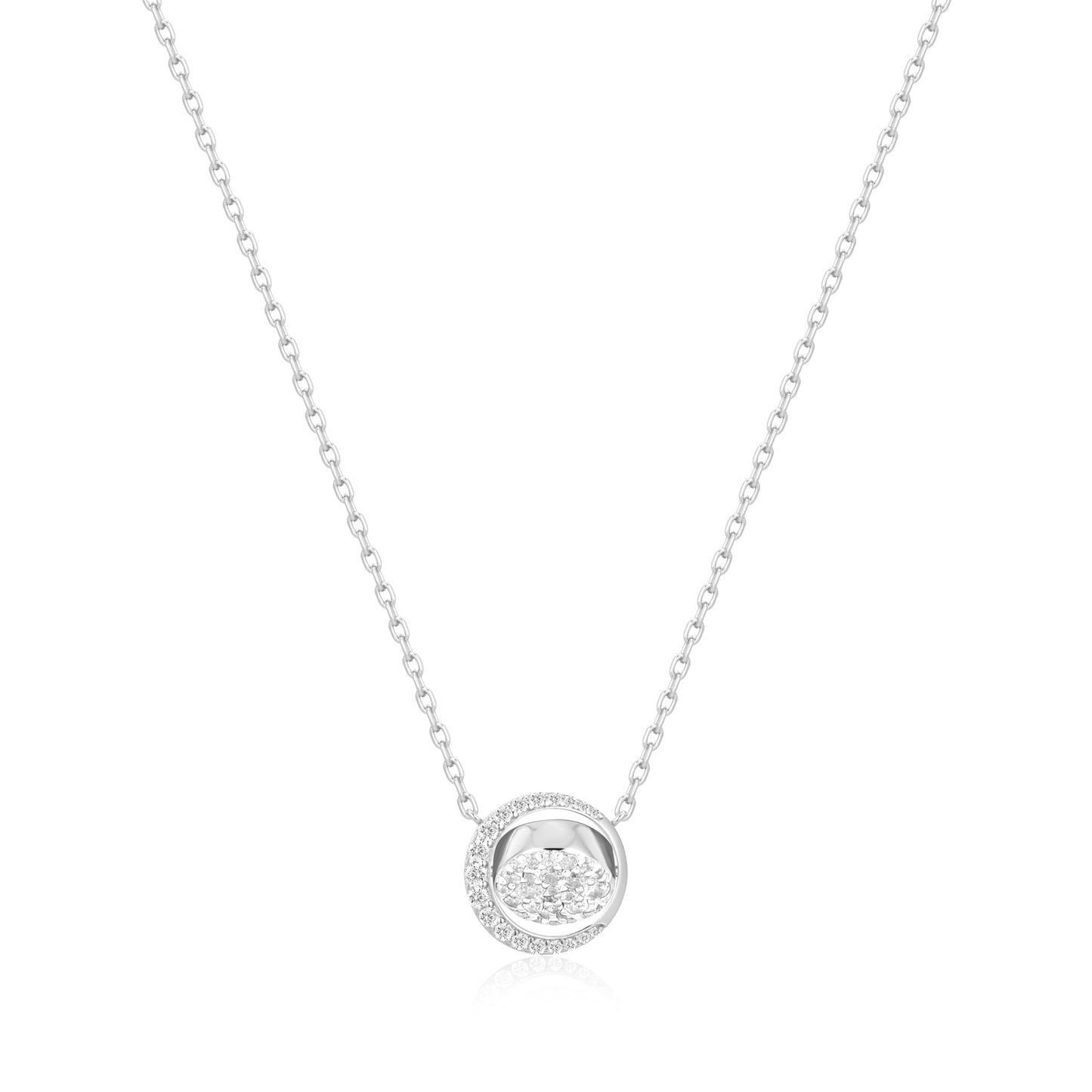 Ania Haie Silver Reversible Pave Moon Evil-Eye Necklace
