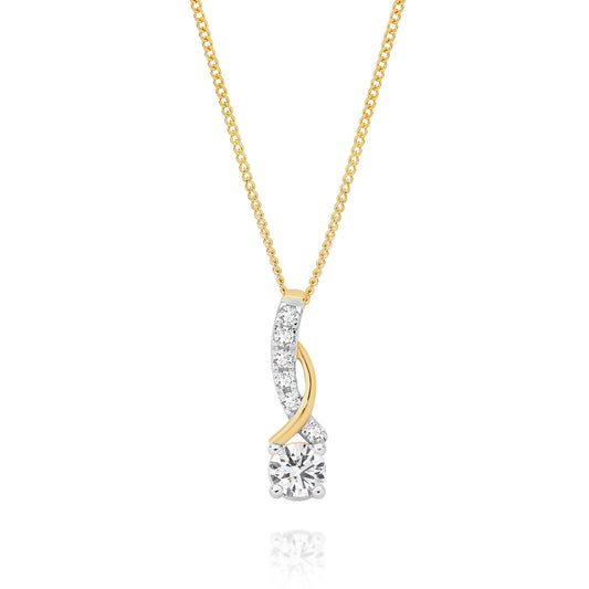 9ct Yellow Gold 0.30ct Lab Grown Diamond Crossover Pendant