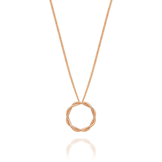 9ct rose gold twisted circle pendant