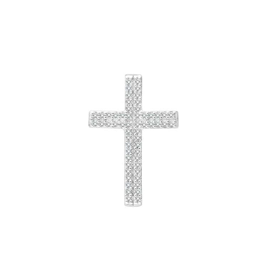 0.05ct Diamond Double Row Cross Pendant in 9ct White Gold