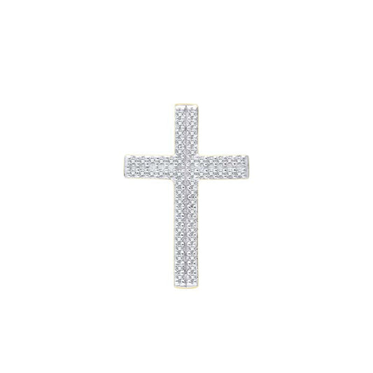 0.05ct Diamond Double Row Cross Pendant in 9ct Yellow Gold