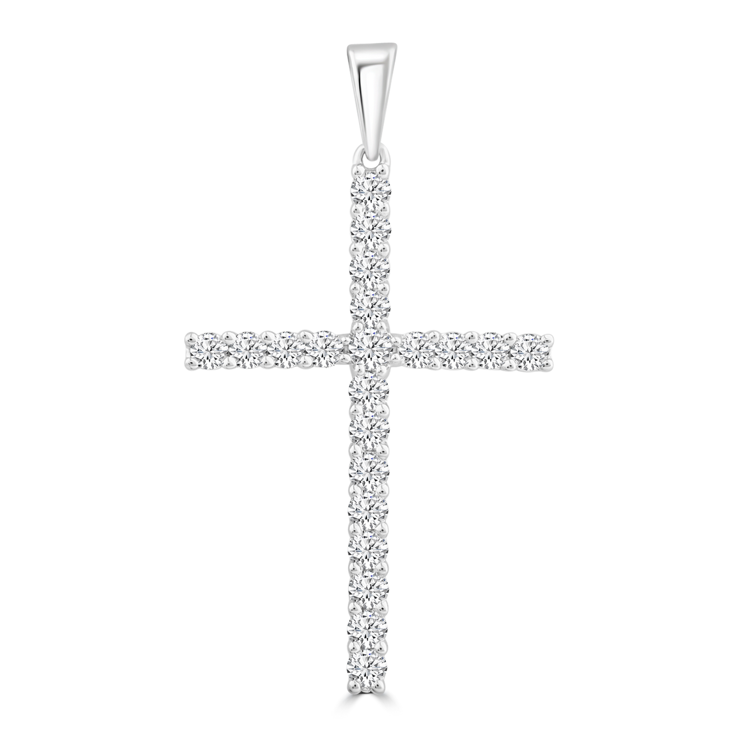 Diamond Cross Pendant with 0.50ct Diamonds in 9ct White Gold - PC-0171-W