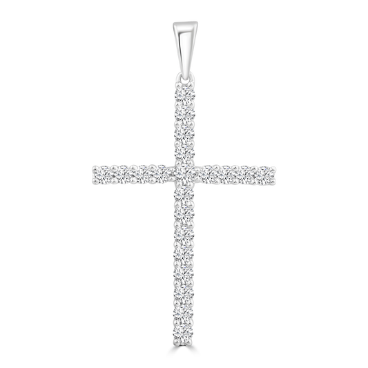 Diamond Cross Pendant with 0.50ct Diamonds in 9ct White Gold - PC-0171-W