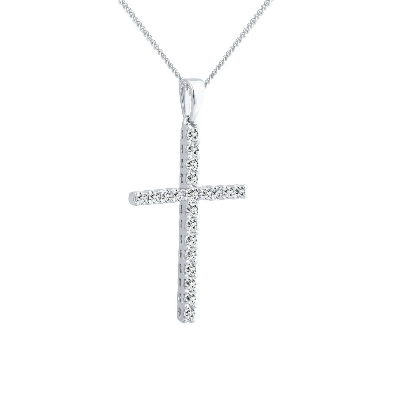 Diamond Cross Pendant with 0.50ct Diamonds in 9ct White Gold - PC-0171-W