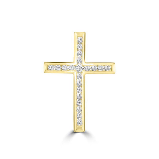 Diamond Cross Pendant with 0.50ct Diamonds in 9ct Yellow Gold - PC-0172-Y