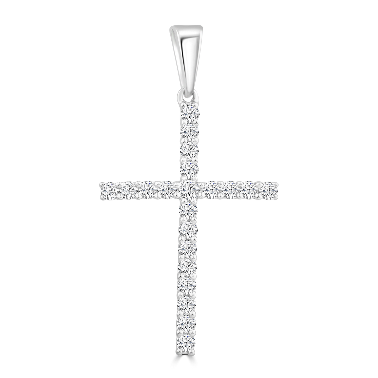 Diamond Cross Pendant with 0.25ct Diamonds in 9ct White Gold - PC-0173-W