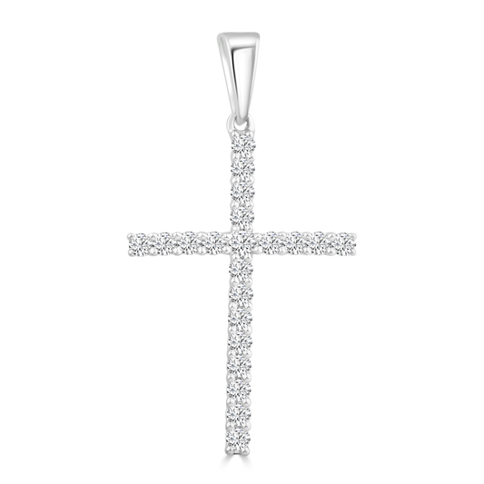 Diamond Cross Pendant with 0.25ct Diamonds in 9ct White Gold - PC-0173-W