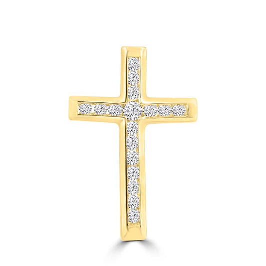 Diamond Cross Pendant with 0.10ct Diamonds in 9ct Yellow Gold - PC-0174-Y