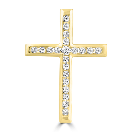 Diamond Cross Pendant with 0.25ct Diamonds in 9ct Yellow Gold - PC-0187-Y
