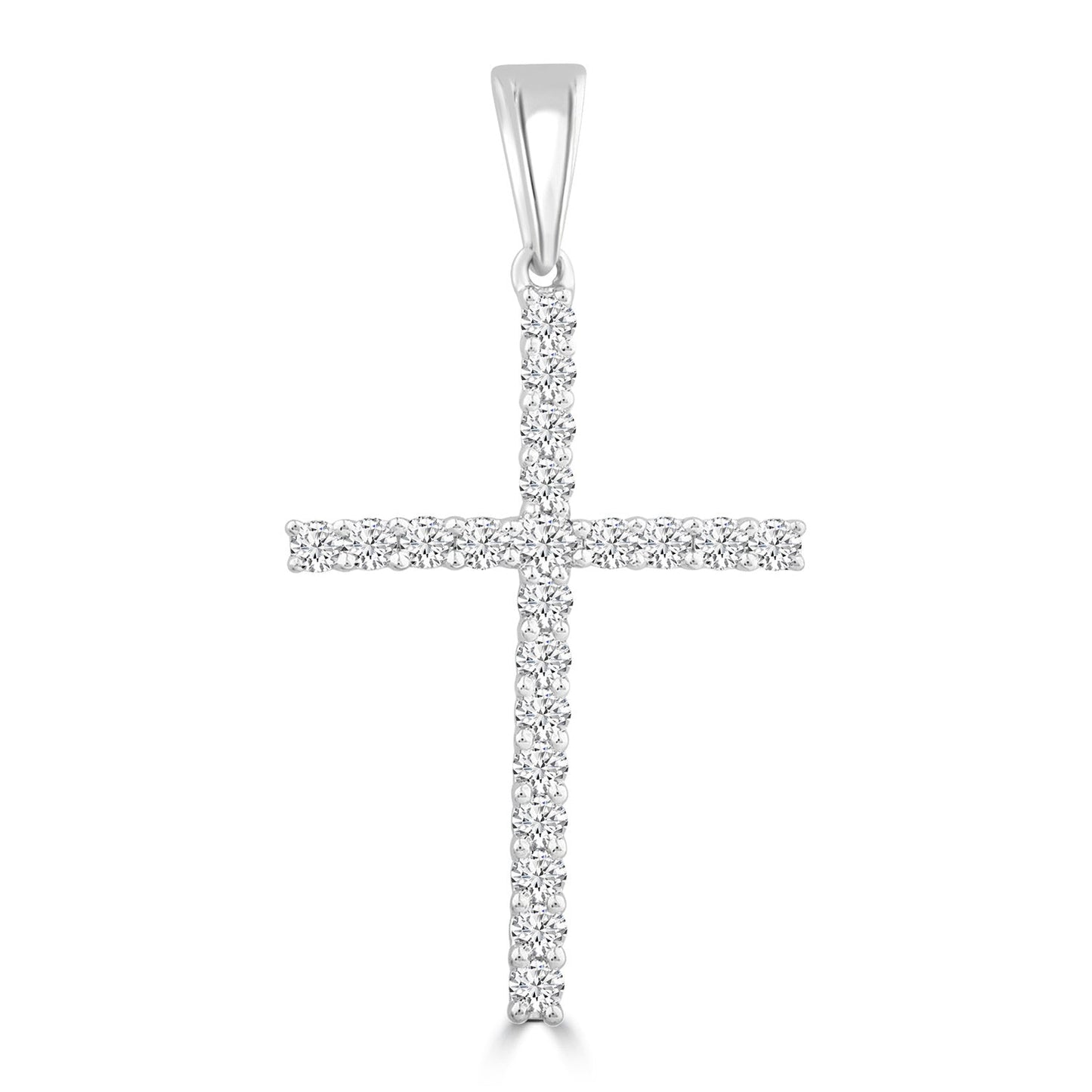 Diamond Cross Pendant with 0.10ct Diamonds in 9ct White Gold