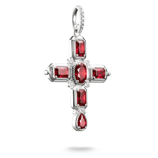 THOMAS SABO Cross Pendant with Red Zirconia Stones Silver