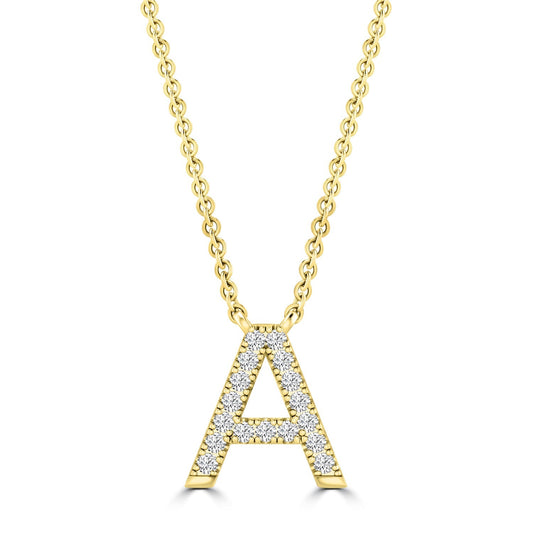 9ct Yellow Gold Diamond Initial 'A' Necklace