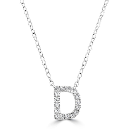 9ct White Gold Diamond Initial 'D' Necklace