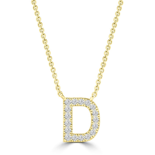 9ct Yellow Gold Diamond Initial 'D' Necklace