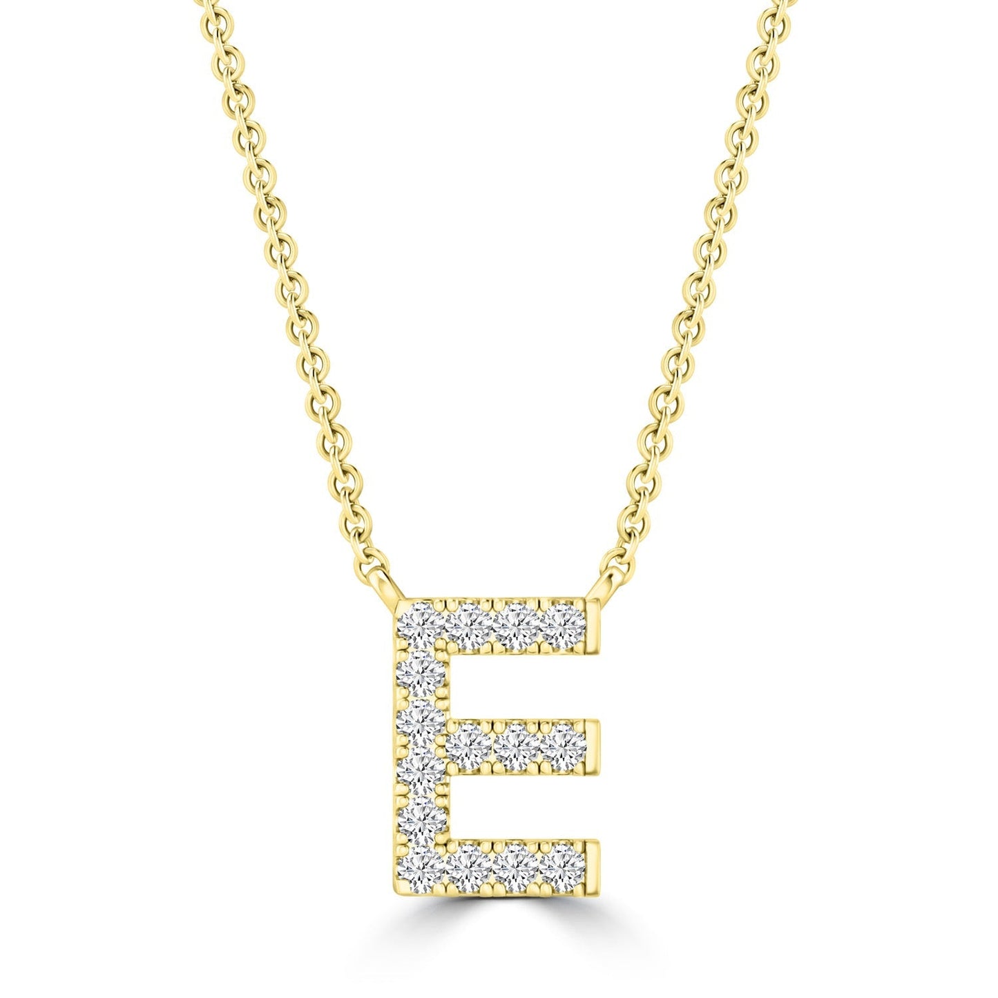 9ct Yellow Gold Diamond Initial 'E' Necklace