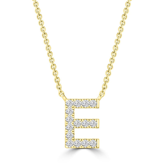 9ct Yellow Gold Diamond Initial 'E' Necklace
