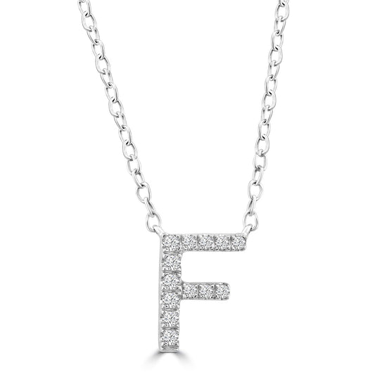 9ct White Gold Diamond Initial 'F' Necklace